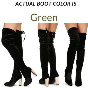 NWOT Amiclubwear Arianna Olive Green Over-the-Knee Boots Size 7